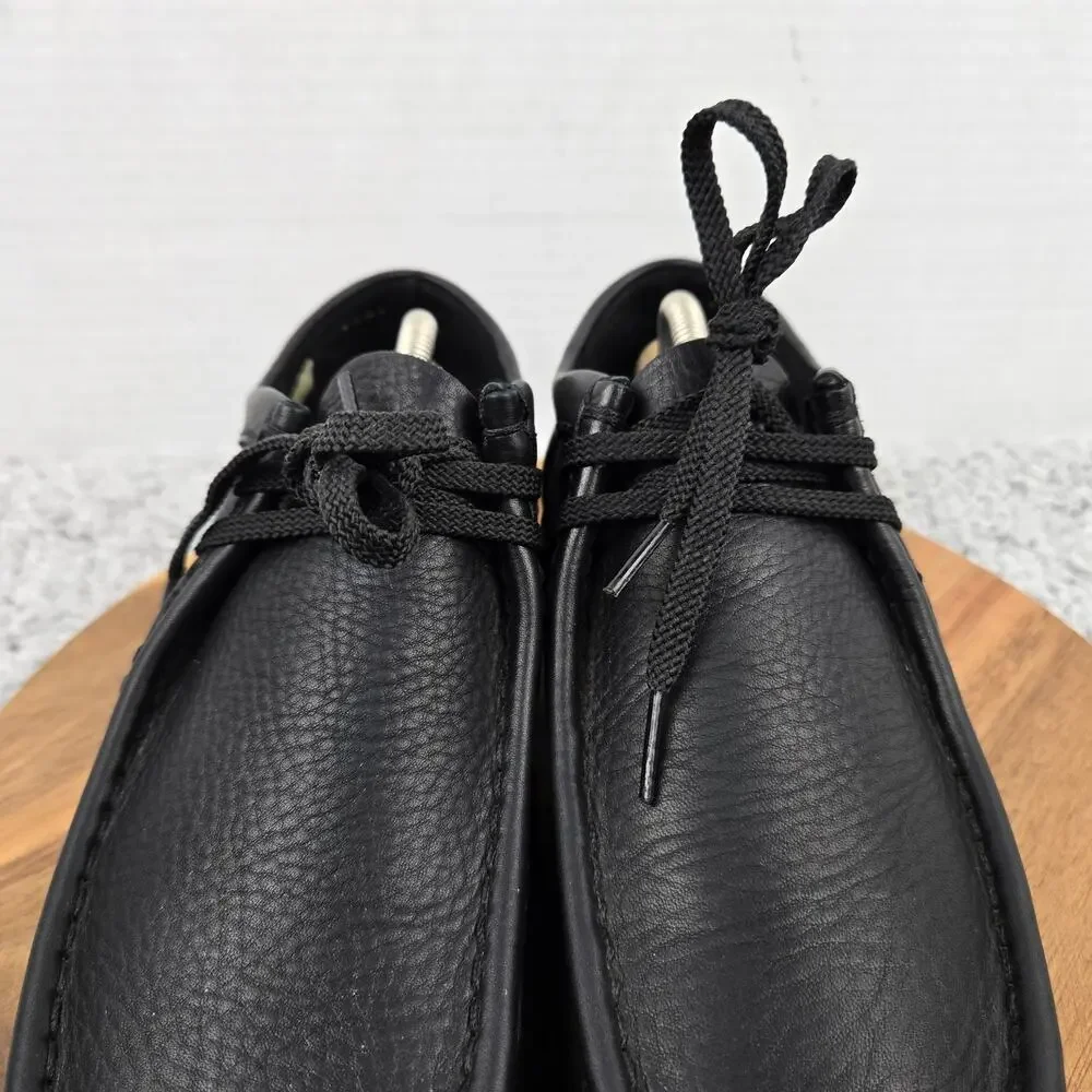 Clarks Mens 10 Shacre II Run Black Leather Casual Lifestyle Daily Chukka Boots